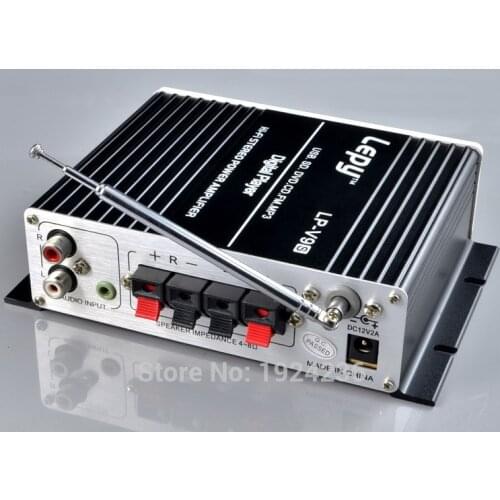 2015 new 12V mini car Lepy HI-FI digital V9S USB FM digital power amplifier Multi-function small power amplifier audio Hi-Fi