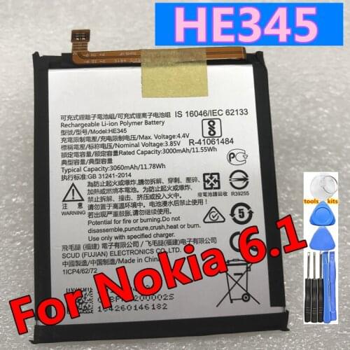 New Original 3060mAh HE345 Replacement Battery For Nokia 6 2nd Gen 2018 For Nokia 6.1 Mobile Phone Batteries