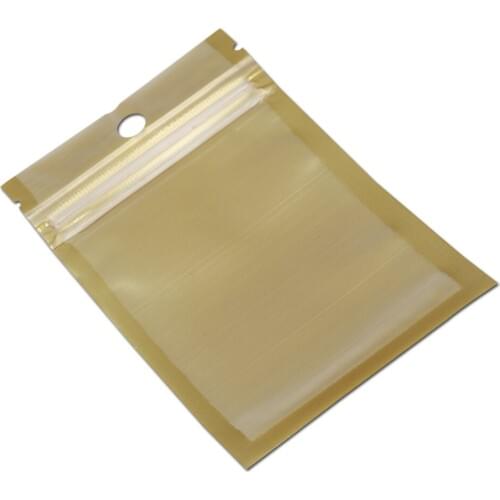 Wholesale 9*16cm Golden / Clear Self Seal Zipper Plastic Retail Storage Pack Bag, Zip Lock Bag Retail Package With Hang Hole