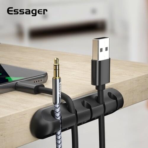 Essager Cable Organizer USB Cable Wire Holder Mouse Headphone Earphone Charger Cord Protector Desk Winder Clip Cable for IPhone