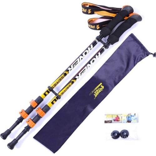 Pioneer Ultra-light Adjustable Camping Hiking Walking Trekking Stick Alpenstock Carbon Fiber Climbing Skiing Trekking Pole