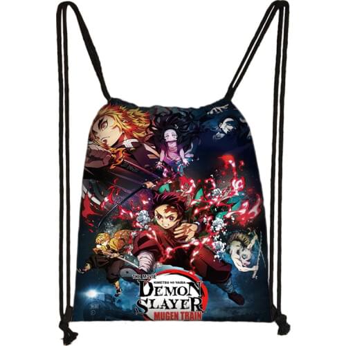 Anime Demon Slayer Beach Bag Outdoor Fitness Sport Bag Bundle Pocket Boys Girls Drawstring Bag women Man Backpack Shopper Bag