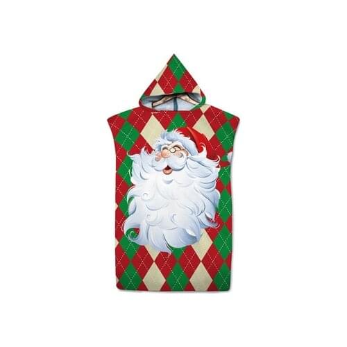 Adult Microfiber Beach Poncho Towel 2021 New Christmas Pattern Outdoor Quick Drying Swimming Surf Cloak Bath Hooded Towels