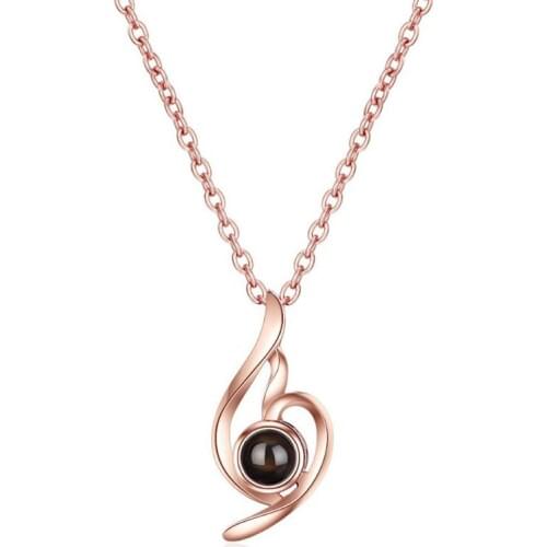 Latest 925 Silver Necklaces For Women Jewelry Crystal I Love You In 100 Languages Projection Necklace Lady Valentines Day Gifts