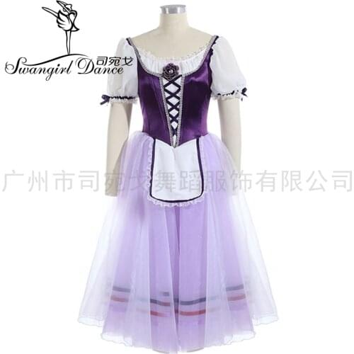 Professional Ballet Tutu Puprle Women Giselle Ballet Long Tutu Dress Napoli Ballerina Ballet Stage Costume BT3030E