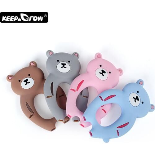 Keep&Grow 10pcs Rodent Silicone Bear Teether BPA Free Baby Teethers DIY Necklace Making Accessories Teething Toys Baby Products