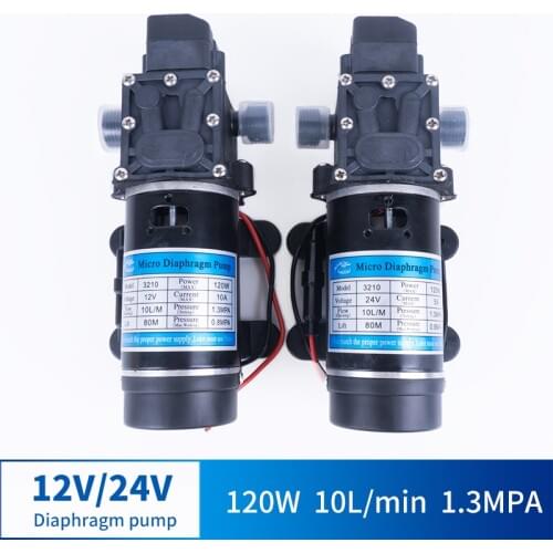 12V 24V 120W 130PSI 10L / Min Water High Pressure Diaphragm Self-priming Pump Sprayer Car Wash