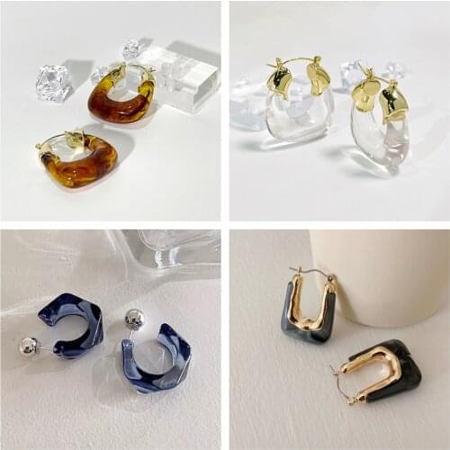 Earrings 2021 Trend Transparent Circle Acrylic Resin Earring Minimalism Clear Geometric Earring for Women Party Travel Jewelry