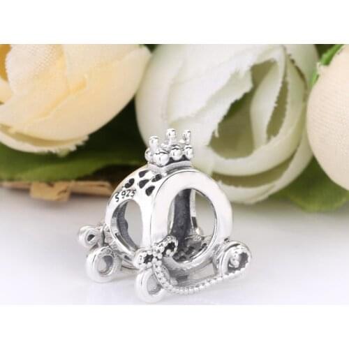 Free Shipping Authentic 925 Sterling Silver Polished Crown O Carriage Charm Fit Original Bracelet For Women DIY Jewelry Beads