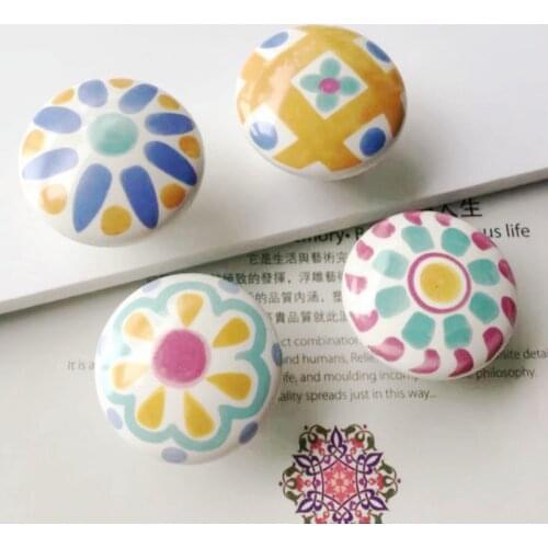 1PC Cute Child Nordic Ceramic Single Round Knobs Wardrobe Kitchen Garden Door Handle Modern Cabinet Handle With Screw