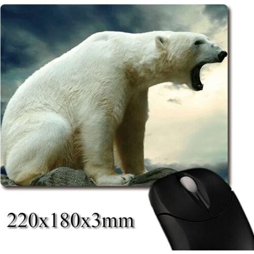 Cute yawning polar bear printed Heavy weaving anti-slip rubber pad office mouse pad Coaster Party favor gifts 220x180x3mm