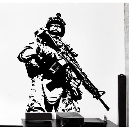 Soldier Marine Army Wall Stickers for Living Room Home Decor Vinyl Decals Bedroom Boys Wallpaper Background Art Murals YY123