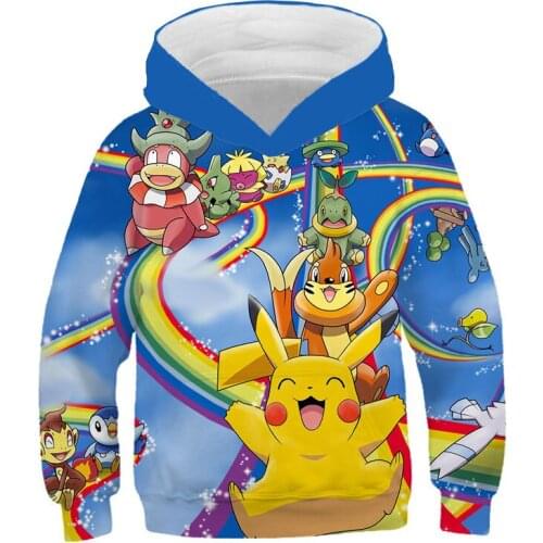 Pokemon Pikachu Hoodies Game 3D Printed Sweatshirt Long Sleeve Clothes for Teens Boys Girls 3-14Years Child Pullover Hoody P02