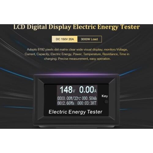 DC 150V 20A Electric Energy Tester LCD Digital Display Current Voltage Power Energy Meter Mini Voltmeter Ammeter Multimeter