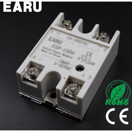 Solid State Relay Module SSR-10DA SSR-25DA SSR-40DA 10A 25A 40A DC 3-32V TO 24-380V AC SSR 10DA 25DA 40DA Voltage Transformer