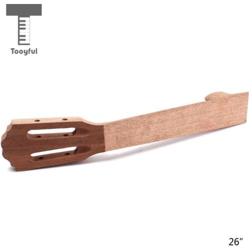 Tooyful High Quality 1Pc Wood Color 26 Inch DIY Ukulele Guitar Neck for Acoustic Classical Shape Fretboard Luthier Ukulele Parts