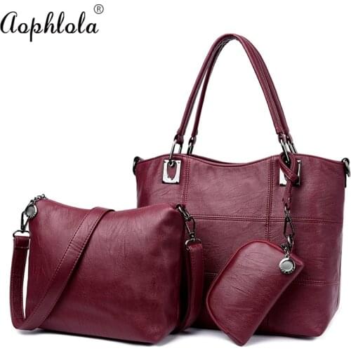 Vintage Women Handbag PU Women Shoulder Bags 3 sets Famous Brand Designer leather Messenger Bags Ladies Casual Tote Bags Bolsos