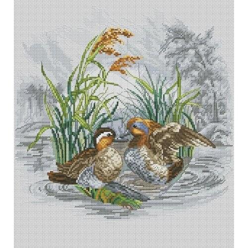 Autumn woodland duck-wood duck Cross stitch Handmade 14CT Counted Canvas DIY,Cross-stitch kits,Embroidery Phoenix robe 48-47