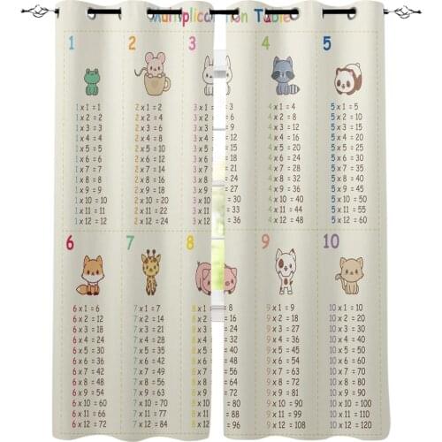Cartoon Animal Cute Multiplication Vote Window Curtain Home Decor Curtains for Living Room Childrens Bedroom Curtains