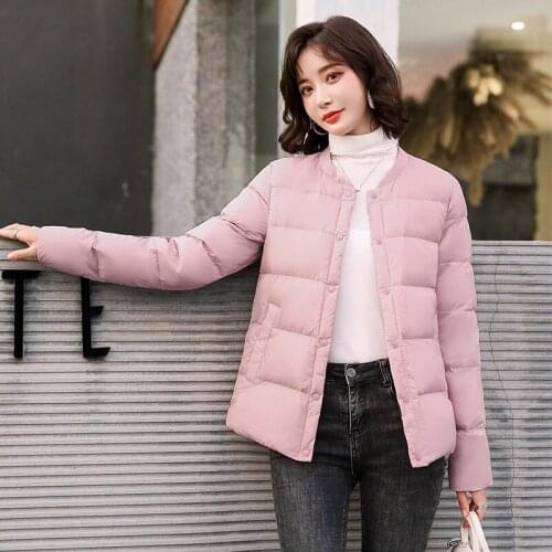 Autumn Winter New O-Neck Casual Elegant Female Single Breasted Parka Fashion Short Down Jackets White Duck Down Women Coats