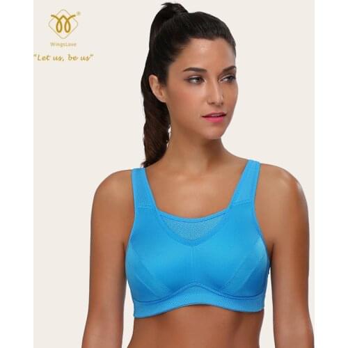 Wingslove Women ’s Workout Sports Bra Bounce Control High Impact Full-Support Top Wirefree Plus Size Underwear