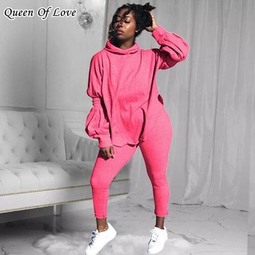 New 2 Piece Set Women Sweatsuits For Women Fall Winter Clothes Tracksuit Loose Hooded Tops And Pant Leggings Suit Outfit
