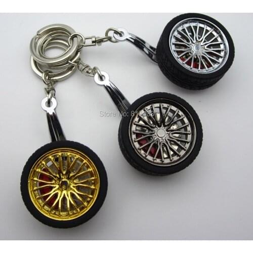 10pcs JDM metal RS wheels hub keyring auto rims Keychain with disc braker