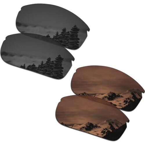 SmartVLT 2 Pairs Polarized Sunglasses Replacement Lenses for Oakley Commit SQ Stealth Black and Amber Brown