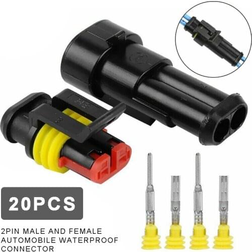 20Sets 2Pins Car Electrical Cable Connectors Plug Super Sealed Waterproof Connector Suitable For Cars Motorbikes Trucks Boats