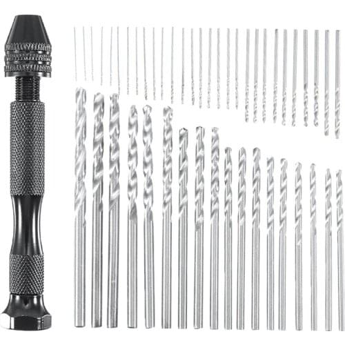 49pcs 0.5-3mm Twist Drill Bit Mini Micro Aluminum Alloy Hand Drill With Chuck Woodworking Drilling Rotary Tools