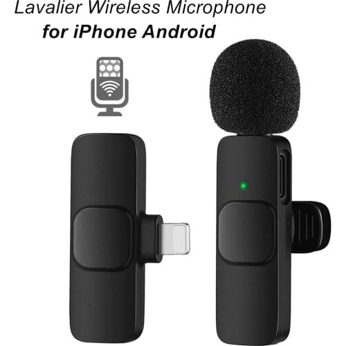 Wireless Lavalier Microphone for iPhone Android Phone Mini Wireless Mic with YouTube Facebook Vlog TikTok