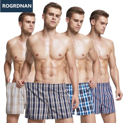 8 Pcs Mens Underwear Boxers Shorts Casual Cotton Sleep Underpants Quality Plaid Loose Comfortable Homewear Asian Size