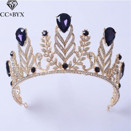 CC wedding crown hairband vintage luxury baroque style rhinestones leaf shape shinning hair accessories for bride jewelry HG609