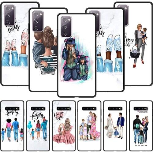 Baby Mother Brown Little Girl Family Bag For Samsung Galaxy S20 FE S21 S10 Plus S10E S9 S8 Case Back For Samsung S21 Ultra Coque