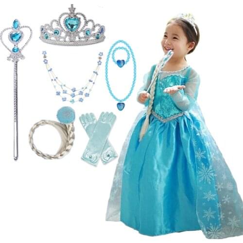 Kids Dress For Girls Halloween Party Cosplay Princess Costume Snow Queen Children Fancy Dress Up Role Playing Disguise