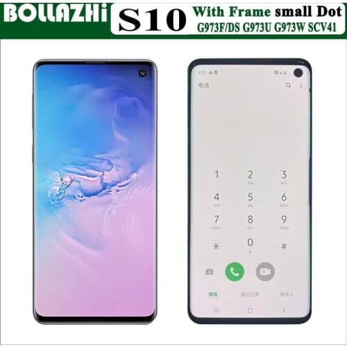 Display s10 Screen Samll Dot With Frame For Samsung Galaxy S10 G973F G973U LCD Display Touch Digitizer Assembly Replacement Part