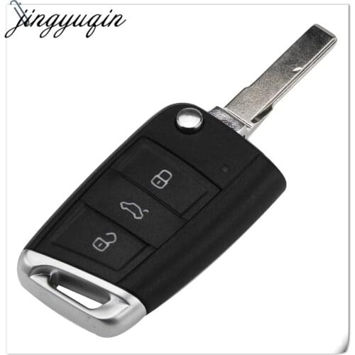 Jingyuqin 10pcs 3 Buttons Folding Flip Remote Car Key Cover Case Fob For VW Golf 7 GTI MK7 Skoda Octavia A7 Seat