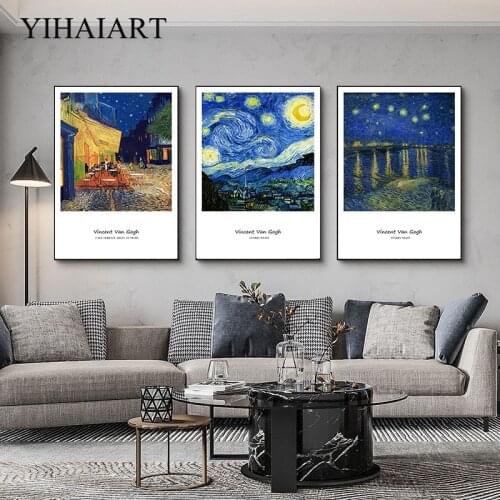 Van Gogh Starry Night Canvas Art Print Abstract Landscape Wall Painting Famous Artwork Poster Classic Picture Home Decoration