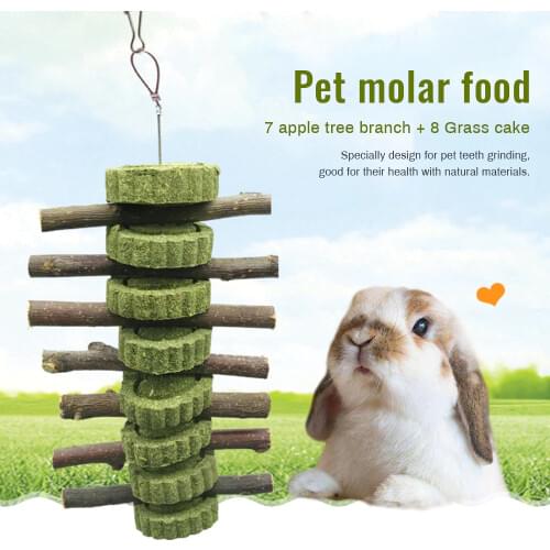 Pet Teeth Grinding Toys Hamster Rabbit Grasses Cake Chew Toy Natural Hanging Cookie For Hamster Rabbit Chinchilla Pet Supplies