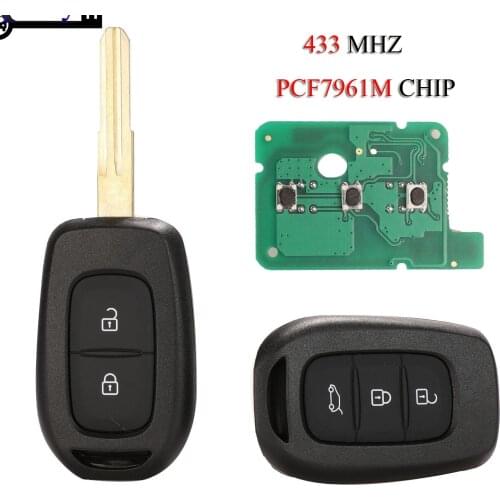 Kutery Remote Smart Car Key For Renault Sandero Dacia Logan 2/3 Buttons 433MHZ PCF7961M Chip With Uncut Blank Different Blade