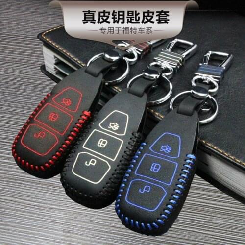 Luckeasy cover for ford escape/fiesta 2013 2014 kuga LEATHER HOLSTER Fawkes maverick car key bag key2a