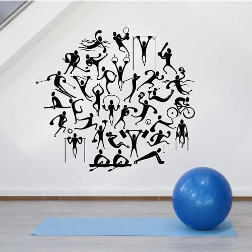 Cartoon People Love Sports Physical Education vinyl wall decal home decor living room art mural wall stickers