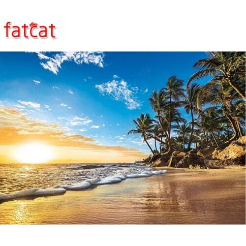 FATCAT 5d diy Diamond Painting Natural seascape Diamond Embroidery Sale landscape Full Square Round Mosaic stickers decor AE530