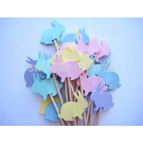 Cheap Pastel Sitting Bunny Rabbits Party Picks - Cupcake Toppers - Food Toothpicks wedding baby shower birthday party favors