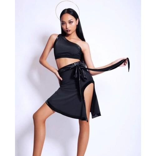 New Latin Dance Clothes For Women Sexy Single Sleeve Top Latin Dance Skirts Adult Latin Performance Wear Latin Dance Dress DW006