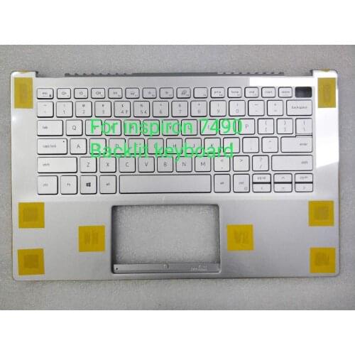 New for Dell Inspiron 7490 7490 palm rest upper lid bottom case Backlit keyboard DP/N 089P9G silvery or pink