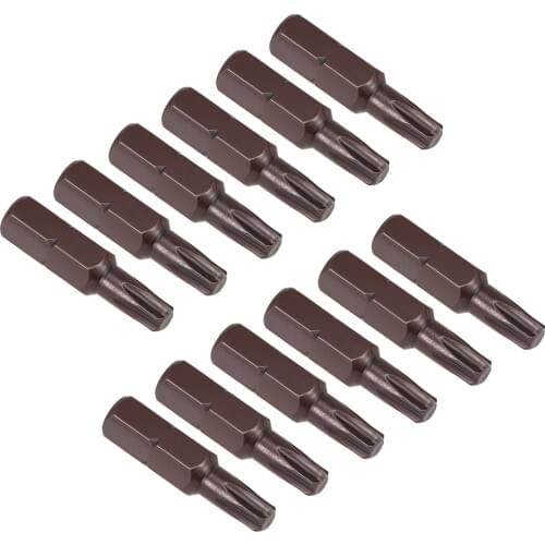 Uxcell 12pcs 25mm Long 1/4" Hex Shank T25 Torx High Quantity Screwdriver Bits S2 High Alloy Steel