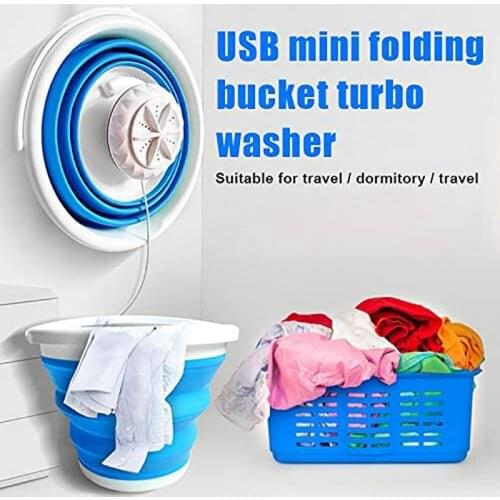 Usb Mini Portable Mini Tub Washing Machine,Foldable Personal Compact Ultrasonic Turbines Rotating Washer USB Powered for Travel