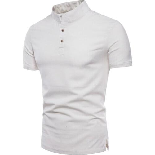 Fashion New Men Short Sleeve Shirt Cotton Linen Shirts 2019 Summer Male Casual Stand Collar Single Breasted Shirt Plus Size 5XL