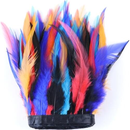 15-20cm Chicken Feather Saddle Fringe 1 meter Natural Pheasant Feather Ribbon Timming Carnival Stage Cloth Sewing Trims for Diy